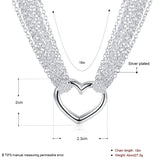 925 Silver Necklace Heart Pendant Female Jewelry