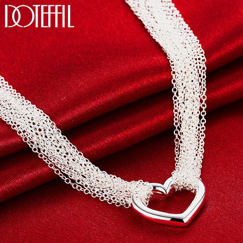 925 Silver Heart Pendant Necklace for Women