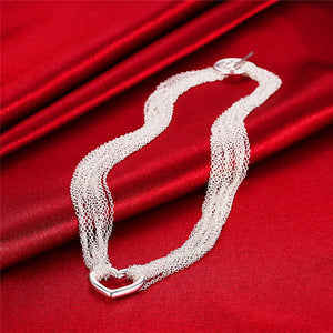 925 Silver Necklace Heart Pendant Female Jewelry