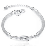 925 Silver Net Snake Heart Chain Bracelet Wedding Jewelry