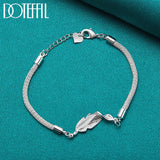 925 Silver Net Snake Heart Chain Bracelet Wedding Jewelry