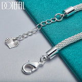 925 Silver Net Snake Heart Chain Bracelet Wedding Jewelry