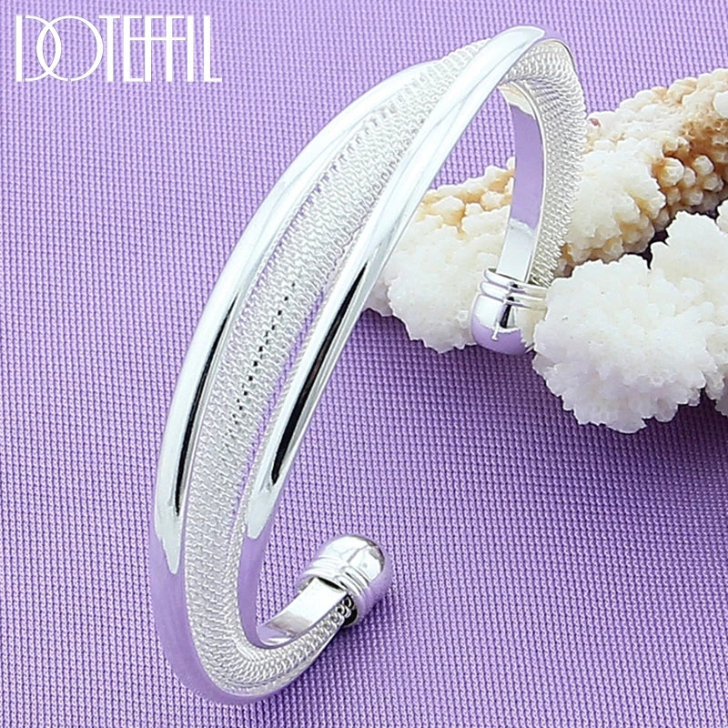 925 Sterling Silver Bangle Bracelet Wedding Engagement Charm Jewelry