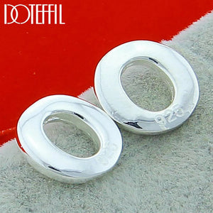 925 Silver O Stud Earring Woman Wedding Engagement Jewelry