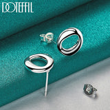 925 Silver O Stud Earring Woman Wedding Engagement Jewelry