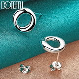 925 Silver O Stud Earring Woman Wedding Engagement Jewelry