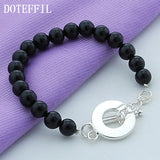 925 Silver OT Buckle Agate Bracelet Woman Charm Jewelry