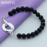 925 Silver OT Buckle Agate Bracelet Woman Charm Jewelry