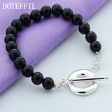 925 Silver OT Buckle Agate Bracelet Woman Charm Jewelry