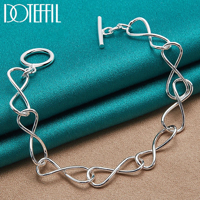 925 Sterling Silver OT Buckle Bracelet Chain For Women Man