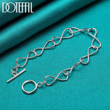 925 Sterling Silver OT Buckle Bracelet Chain For Women Man