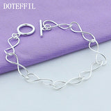 925 Silver OT Buckle Bracelet Women Charm Wedding Party Jewelry