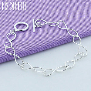 925 Silver OT Buckle Bracelet Women Charm Wedding Party Jewelry