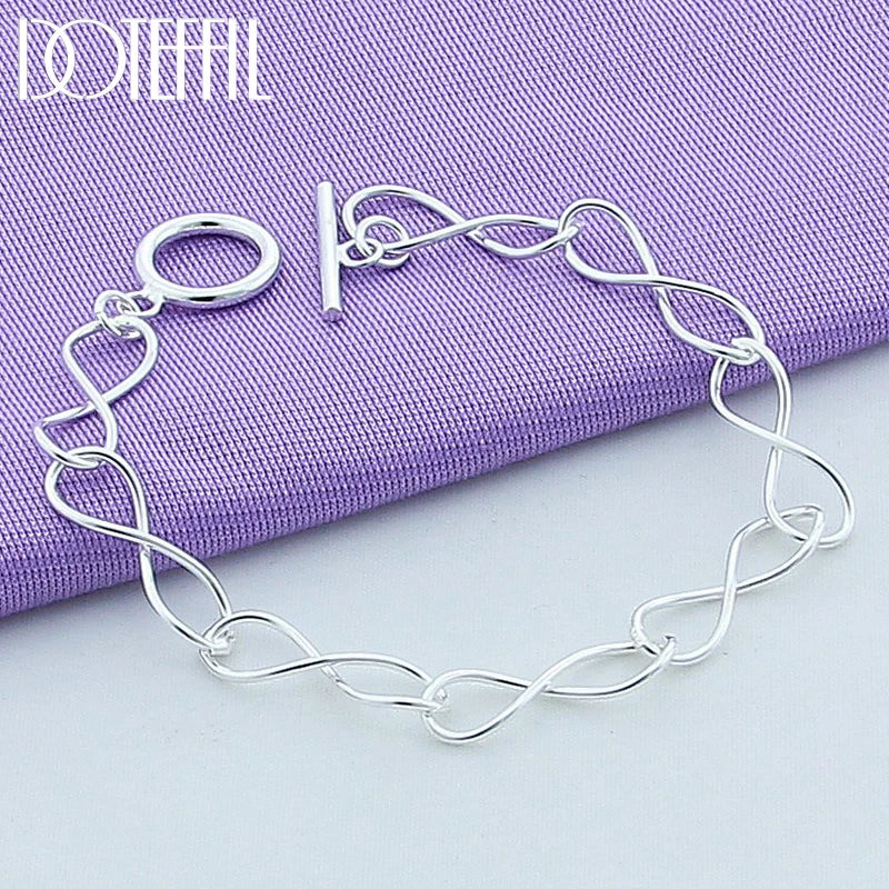 925 Silver OT Buckle Bracelet Women Charm Wedding Party Jewelry