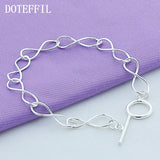 925 Silver OT Buckle Bracelet Women Charm Wedding Party Jewelry