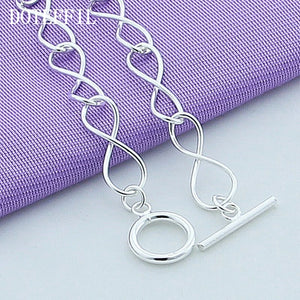 925 Silver OT Buckle Bracelet Women Charm Wedding Party Jewelry