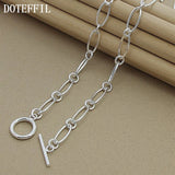 925 Sterling Silver OT Buckle Necklace 18 Inches Chain Charm Jewelry