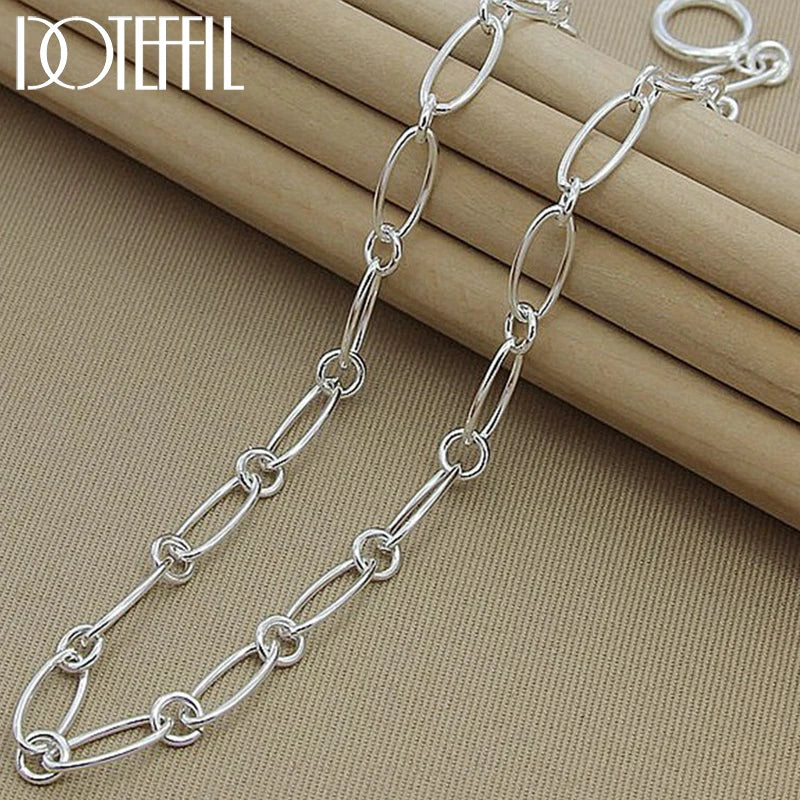 925 Sterling Silver OT Buckle Necklace 18 Inches Chain Charm Jewelry