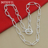 925 Sterling Silver OT Buckle Necklace 18 Inches Chain Charm Jewelry