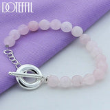925 Silver Pink Agate Bracelet Charm Wedding Jewelry