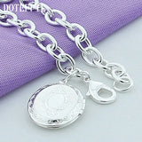 925 Silver Oval Photo Frame Pendant Bracelet for Woman