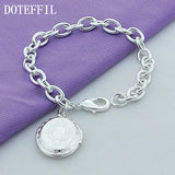 925 Silver Oval Photo Frame Pendant Bracelet for Woman