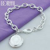925 Silver Oval Photo Frame Pendant Bracelet for Woman