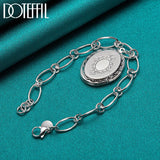 925 Sterling Silver Oval Photo Frame Pendant Bracelet Chain Charm