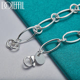 925 Sterling Silver Oval Photo Frame Pendant Bracelet Chain Charm