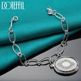925 Sterling Silver Oval Photo Frame Pendant Bracelet Chain Charm