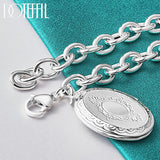 925 Silver Oval Photo Frame Chain Bracelet for Wedding Engagement