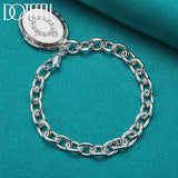 925 Silver Oval Photo Frame Chain Bracelet for Wedding Engagement
