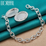 Sterling Silver Oval Photo Frame Chain Bracelet