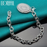 Sterling Silver Oval Photo Frame Chain Bracelet