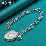 925 Silver Oval Photo Frame Chain Bracelet for Wedding Engagement