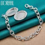 925 Silver Oval Photo Frame Chain Bracelet for Wedding Engagement