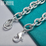 925 Sterling Silver Oval Pendant Bracelet Thick Chain Wedding Engagement Jewelry