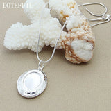 925 Silver Oval Round Photo Frame Pendant Necklace Snake Chain Wedding Jewelry