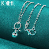 925 Silver Pacifier Round Beads Pendant Necklace 18-30 Inch Chain