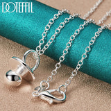 925 Silver Pacifier Round Beads Pendant Necklace 18-30 Inch Chain