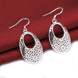 925 Sterling Silver Oval Drop Earrings Women Jewelry Gift