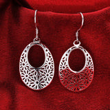 925 Sterling Silver Oval Drop Earrings Women Jewelry Gift