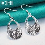 925 Sterling Silver Oval Drop Earrings Women Jewelry Gift