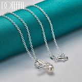 925 Silver Pearl Butterfly Zircon Pendant Necklace Wedding Jewelry
