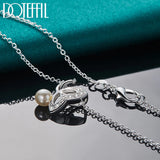 925 Silver Pearl Butterfly Zircon Pendant Necklace Wedding Jewelry