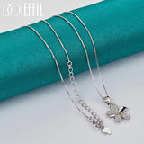 925 Silver Petal Pendant Necklace AAA Zircon 18 Inch Box Chain Wedding Jewelry