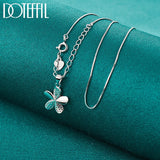 925 Silver Petal Pendant Necklace AAA Zircon 18 Inch Box Chain Wedding Jewelry