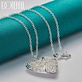 925 Silver Heart Necklace with Photo Frame, 16-30 Inch Chain