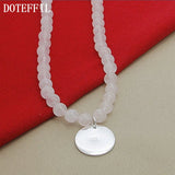 925 Silver Pink Agate Pendant Necklace, Wedding Jewelry