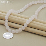 925 Silver Pink Agate Pendant Necklace, Wedding Jewelry